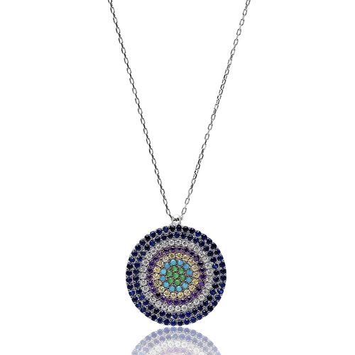 Colorful Round Shape Turkish Wholesale Handmade  925k Sterling Silver  Pendant